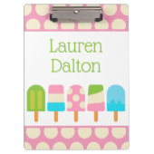 Polka Dot Popsicles Gepersonaliseerd Klembord (Voorkant)