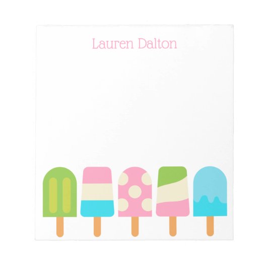 Polka Dot Popsicles Gepersonaliseerd Notitieblok (Voorkant)