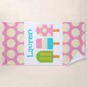 Polka Dot Popsicles gepersonaliseerde strandlaken (Voorkant)
