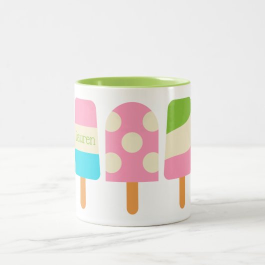 Polka Dot Popsics Personalized Mug Tweekleurige Koffiemok (Center)