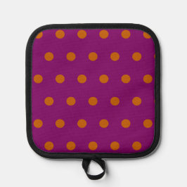 Polka Dot Pot Holder (Diep Magenta & Sinaasappel) Pannenlap