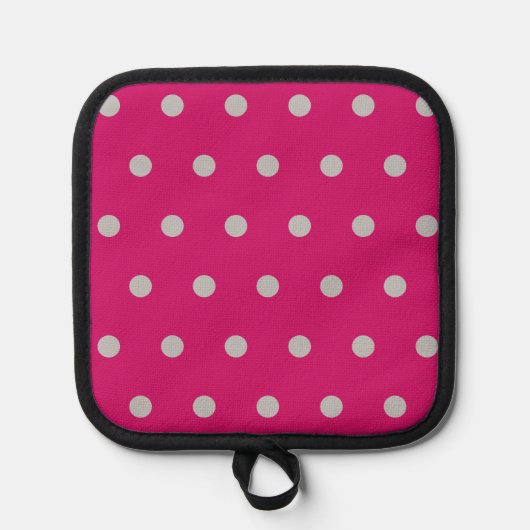 Polka Dot Pot Holder (Hot Pink & Grey) Pannenlap (Voorkant)