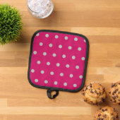 Polka Dot Pot Holder (Hot Pink & Grey) Pannenlap (Top down)