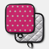 Polka Dot Pot Holder (Hot Pink & Grey) Pannenlap (Voorkant / Achterkant)