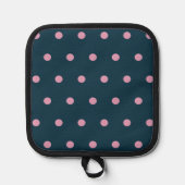 Polka Dot Pot Holder (Midnight Blue & Soft Pink) Pannenlap (Voorkant)