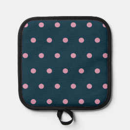 Polka Dot Pot Holder (Midnight Blue & Soft Pink) Pannenlap