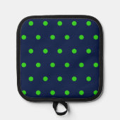Polka Dot Pot Holder (Navy Blue & Lime Green) Pannenlap (Voorkant)
