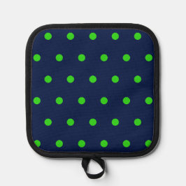 Polka Dot Pot Holder (Navy Blue & Lime Green) Pannenlap