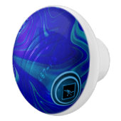 Polka Dot Precision: De Blauwe Lawn Bowl Keramische Knop (Rechts)