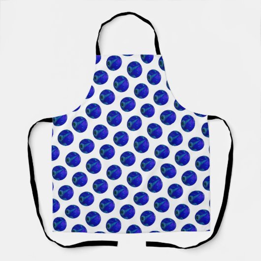 Polka Dot Precision: De Blauwe Lawn Bowl Schort (Voorkant)