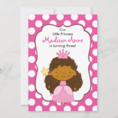 Polka Dot Princess Invitation African American Kaart (Voorkant)