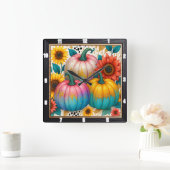 Polka Dot Pumpkin Herfst Vierkante Klok (Huis)