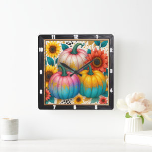 Polka Dot Pumpkin Herfst Vierkante Klok