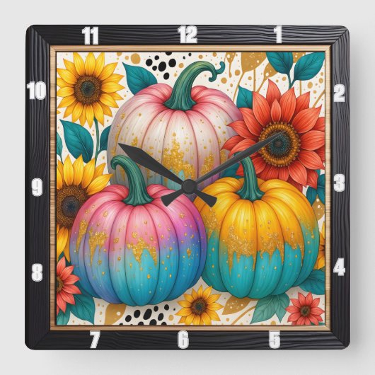 Polka Dot Pumpkin Herfst Vierkante Klok (Voorkant)