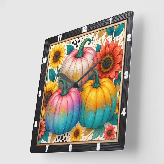 Polka Dot Pumpkin Herfst Vierkante Klok (Hoek)