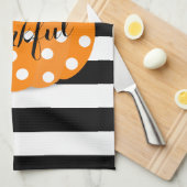 Polka Dot Pumpkin Thanksgiving Kitchen Towel Theedoek (Quarter Fold)