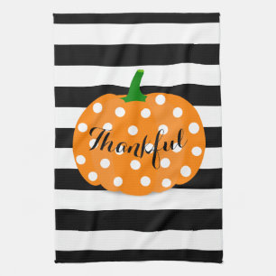 Polka Dot Pumpkin Thanksgiving Kitchen Towel Theedoek