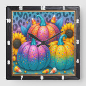 Polka Dot Pumpkins Herfst Festival Vierkante Klok (Voorkant)