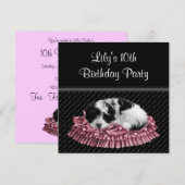 Polka Dot Puppy Girl's 10e verjaardagsfeestje Kaart (Voorkant / Achterkant)