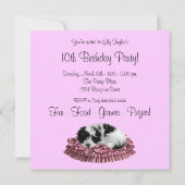 Polka Dot Puppy Girl's 10e verjaardagsfeestje Kaart (Achterkant)