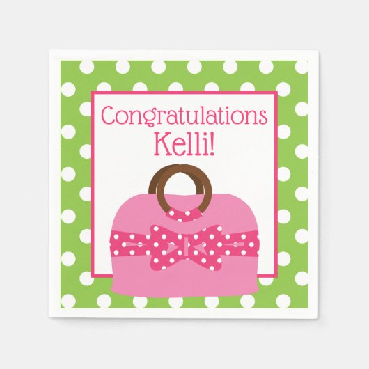 Polka Dot Purse Personalized Party Napkins Servet (Voorkant)