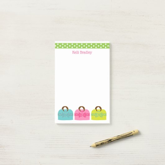Polka Dot Purses Personalized Post-it Notitieblok Post-it® Notes (Op bureau)