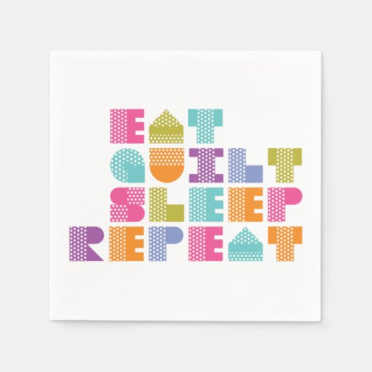 Polka Dot Quilt Block Letters Quote Servet (Voorkant)