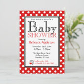 Polka Dot Red Baby Shower Invitaties Kaart (Staand voorkant)