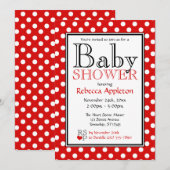 Polka Dot Red Baby Shower Invitaties Kaart (Voorkant / Achterkant)