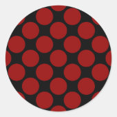 Polka dot Red Black Pattern Ronde Sticker (Voorkant)