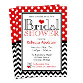 Polka Dot Red & Chevron Bridal Shower Uitnodiginge Kaart