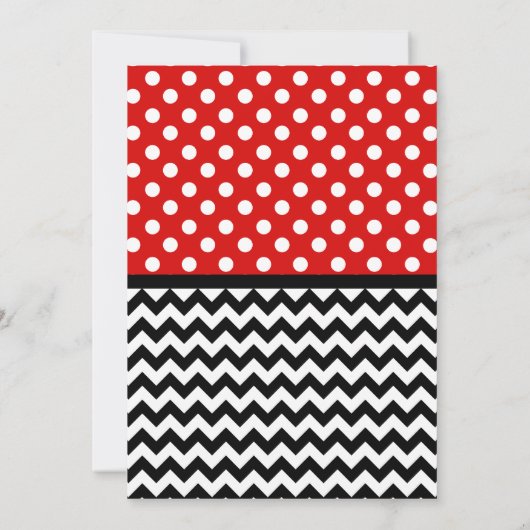 Polka Dot Red & Chevron Bridal Shower Uitnodiginge Kaart (Achterkant)