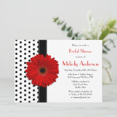 Polka Dot Red Daisy Bridal Shower Kaart (Staand voorkant)