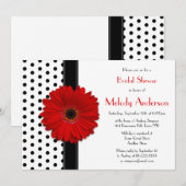 Polka Dot Red Daisy Bridal Shower Kaart (Voorkant / Achterkant)