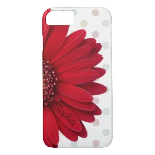 Polka Dot Red Daisy Custom Name Case-Mate iPhone Case (Achterkant)