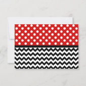 Polka Dot Red en Chevron Reply Kaarten RSVP Kaartje (Achterkant)