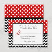 Polka Dot Red en Chevron Reply Kaarten RSVP Kaartje (Voorkant / Achterkant)