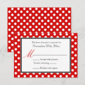 Polka Dot Red en White RSVP Reply Cards Kaartje (Voorkant / Achterkant)