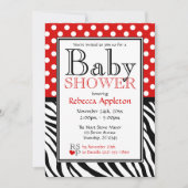 Polka Dot Red en Zebra Print Baby shower Kaart (Voorkant)