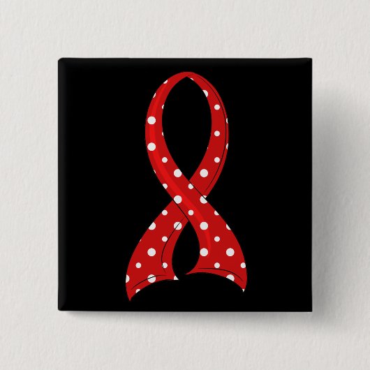 Polka Dot Red Ribbon HIV Vierkante Button 5,1 Cm (Voorkant)
