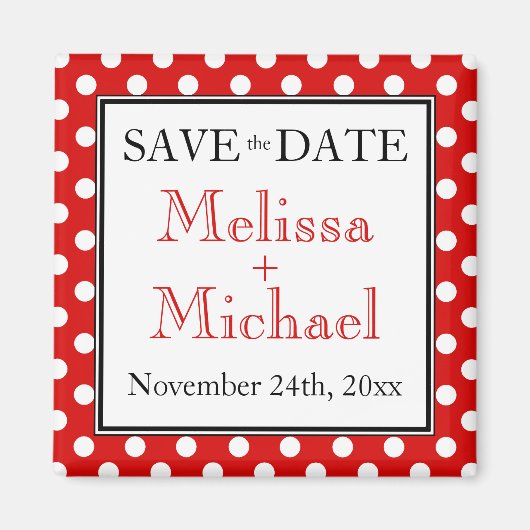 Polka Dot Red Sla de datummagneet op Magneet (Voorkant)