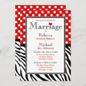 Polka Dot Red & Zebra Print Wedding Invitting Kaart (Voorkant / Achterkant)