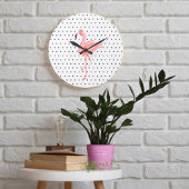 Polka Dot Reto Pink Waterverf flamingo Grote Klok