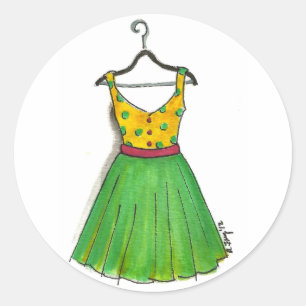 Polka Dot Retro Clothing Prom Party Dress Ronde Sticker