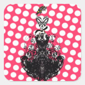 Polka Dot Retro Mode Diva Vierkante Sticker (Voorkant)