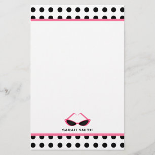 Polka Dot & Retro Roze zonnebrillen Briefpapier