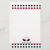 Polka Dot & Retro Roze zonnebrillen Briefpapier (Voorkant / Achterkant)