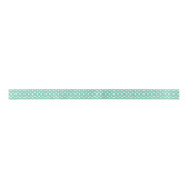 Polka Dot Ribbon White over Blauwgroen Groen Satijnen Lint (Voorkant)
