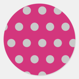 Polka Dot Ronde Stickers (Hot Pink & Grey)
