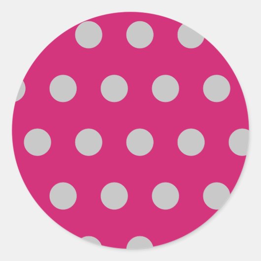 Polka Dot Ronde Stickers (Hot Pink & Grey) (Voorkant)